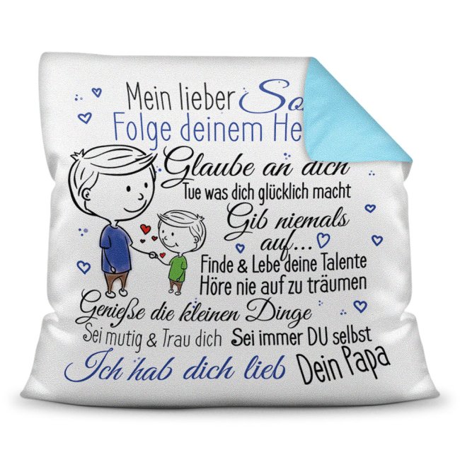Kissen f&uuml;r Kinder - Von Papa f&uuml;r die Tochter - Kissen Wei&szlig; - flauschig