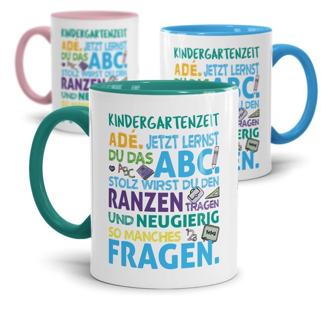 Tasse f&uuml;r Kinder zur Einschulung - Kindergartenzeit ad&eacute;