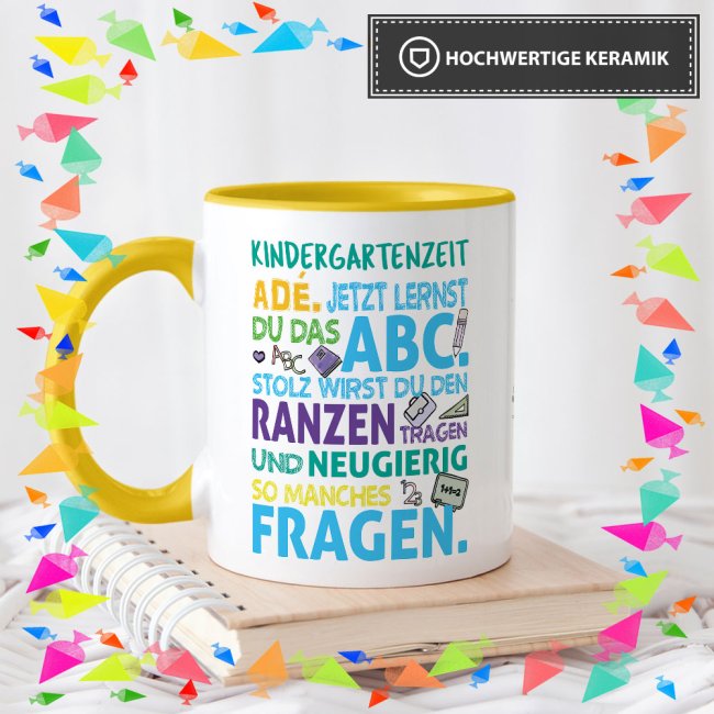 Tasse f&uuml;r Kinder zur Einschulung - Kindergartenzeit ad&eacute;