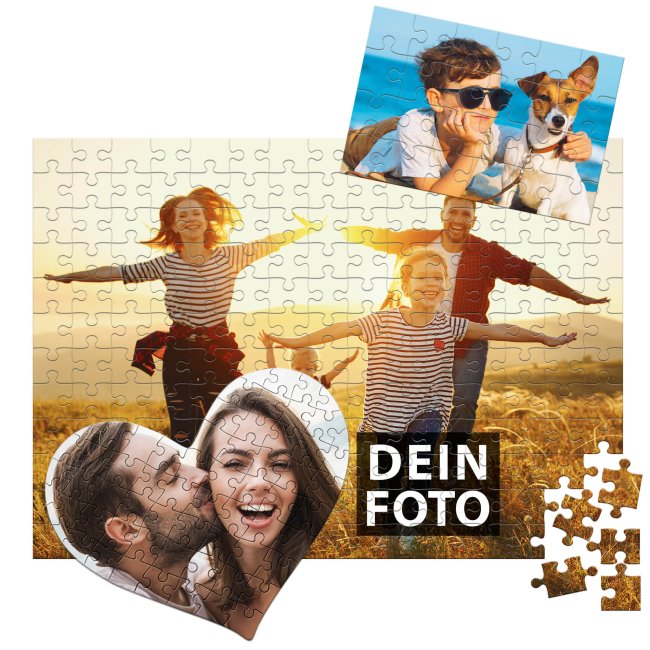 bedrucktes Fotopuzzle personalisiert mit Foto Valentinstag Geschenk Herzpuzzle 