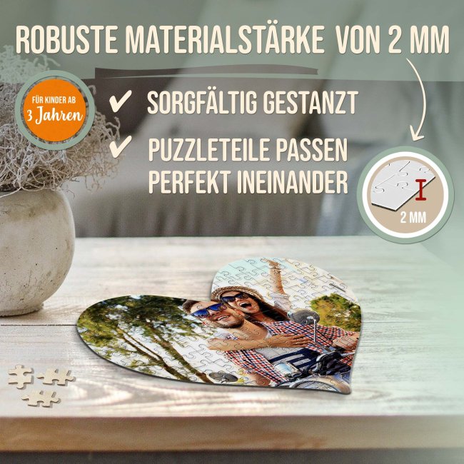 Fotopuzzle - 63 (Herzform) Teile inkl. bedrucktem Karton