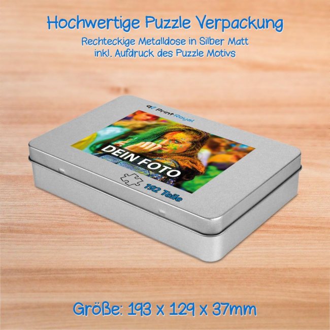 Fotopuzzle - 192 Teile inkl. bedruckter Metalldose
