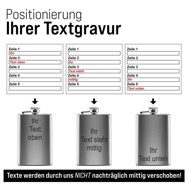 Flachmann mit Gravur personalisierbar mit Wunschtext