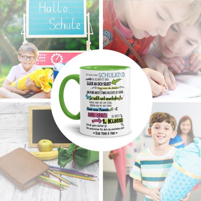 Tasse zur Einschulung f&uuml;r Kinder mit Spruch - F&uuml;r unser gro&szlig;es Schulkind