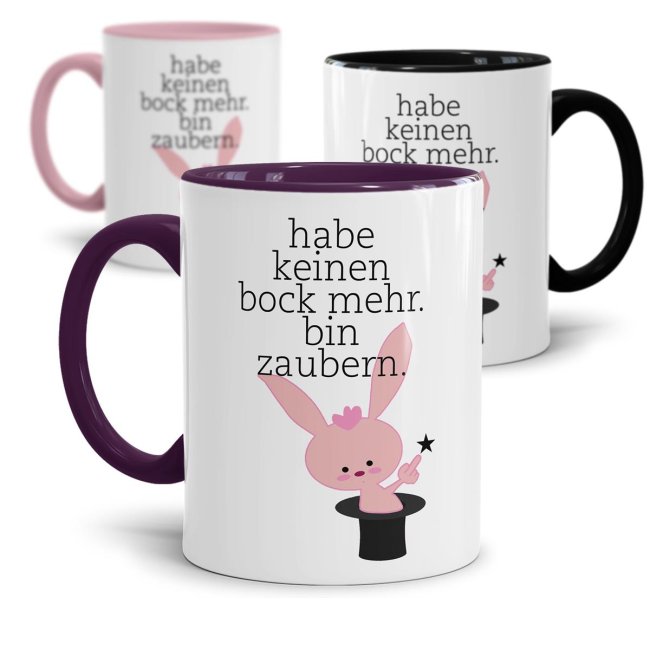 Hasi Tasse mit Spruch - Habe keinen Bock mehr -verschiedene Farben-