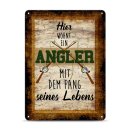 Blechschild mit Spruch - Hier wohnt ein Angler -...