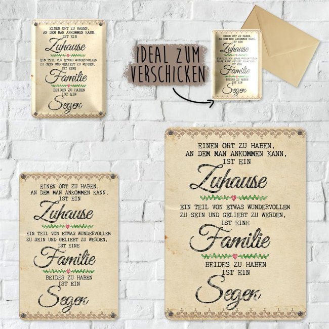 Matallschild mit Spruch Familie ist ein Segen PRINT ROYAL, 17,95