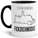 Tasse mit lustigem Spruch - N&ouml;-Katze Fick Dich Modus...