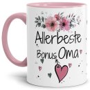 Tasse mit sch&ouml;nem Blumenmotiv - Allerbeste Bonus Oma...