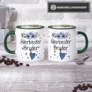 Tasse mit sch&ouml;nem Blumenmotiv - Allerbester Bruder -...