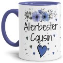 Tasse mit sch&ouml;nem Blumenmotiv - Allerbester Cousin -...