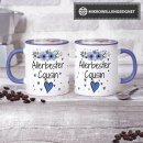 Tasse mit sch&ouml;nem Blumenmotiv - Allerbester Cousin -...