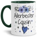 Tasse mit sch&ouml;nem Blumenmotiv - Allerbester Cousin -...