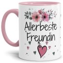 Tasse mit sch&ouml;nem Blumenmotiv - Allerbeste Freundin...