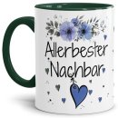 Tasse mit sch&ouml;nem Blumenmotiv - Allerbester Nachbar...