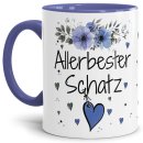 Tasse mit sch&ouml;nem Blumenmotiv - Allerbester Schatz...