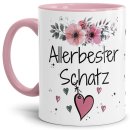 Tasse mit sch&ouml;nem Blumenmotiv - Allerbester Schatz...