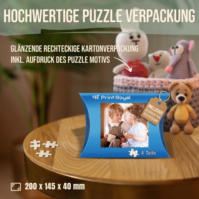 Holzpuzzle 4 Teile inkl. bedrucktem Karton