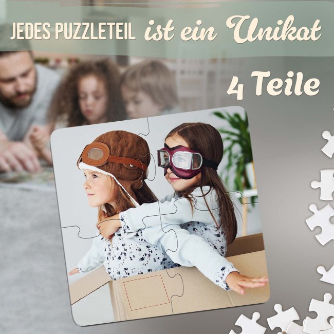 Holzpuzzle 4 Teile inkl. bedrucktem Karton