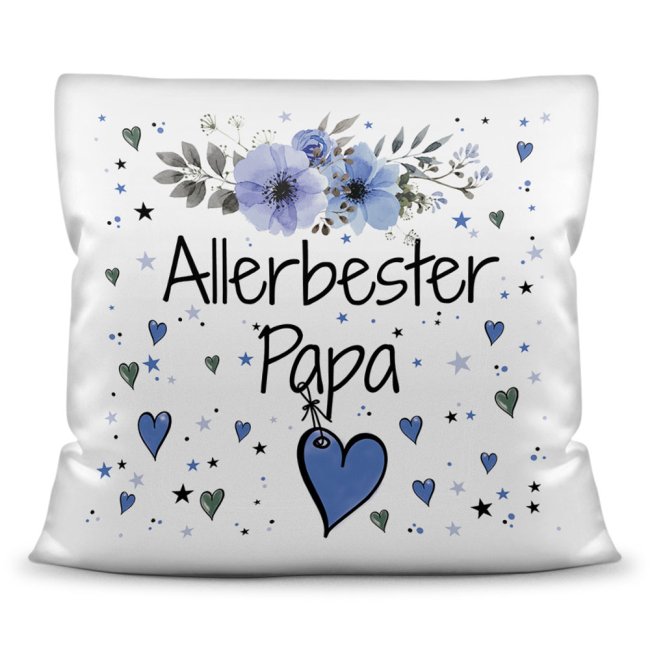 Kissen inkl. Kissenf&uuml;llung mit Spruch - Allerbester Papa - Kissen Polyester - Wei&szlig;