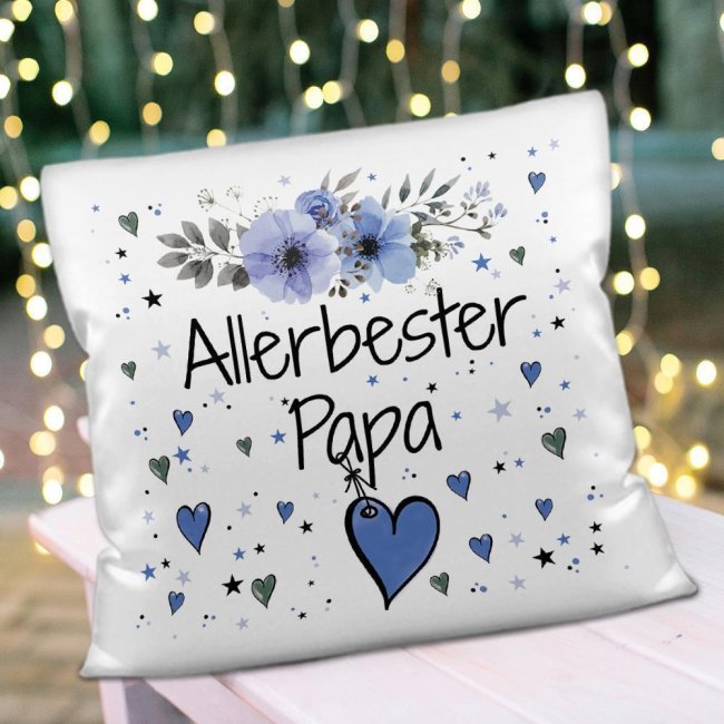 Kissen inkl. Kissenf&uuml;llung mit Spruch - Allerbester Papa - Kissen Polyester - Wei&szlig;