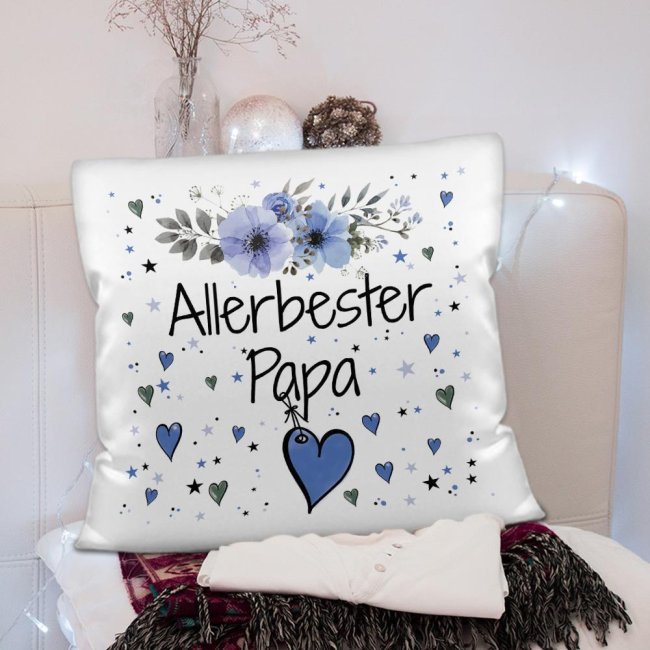 Kissen inkl. Kissenf&uuml;llung mit Spruch - Allerbester Papa - Kissen Polyester - Wei&szlig;