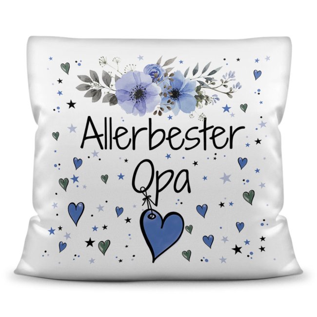 Kissen inkl. Kissenf&uuml;llung mit Spruch - Allerbester Opa - Kissen Polyester - Wei&szlig;