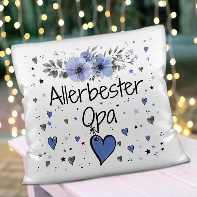 Kissen inkl. Kissenf&uuml;llung mit Spruch - Allerbester Opa - Kissen Polyester - Wei&szlig;