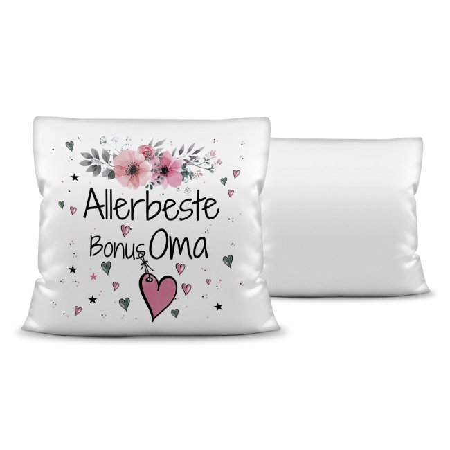 Kissen inkl. Kissenf&uuml;llung mit Spruch - Allerbeste Bonus Oma - Kissen Polyester - Wei&szlig;