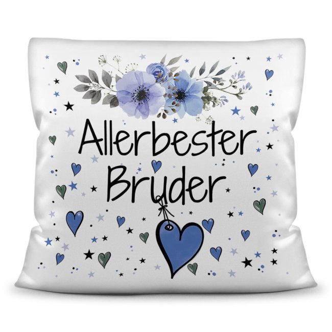 Kissen inkl. Kissenf&uuml;llung mit Spruch - Allerbester Bruder - Kissen Polyester - Wei&szlig;