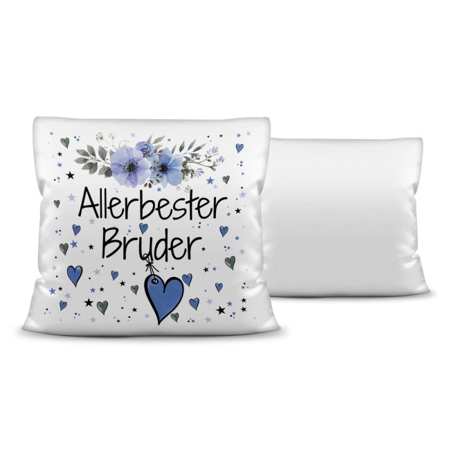 Kissen inkl. Kissenf&uuml;llung mit Spruch - Allerbester Bruder - Kissen Polyester - Wei&szlig;