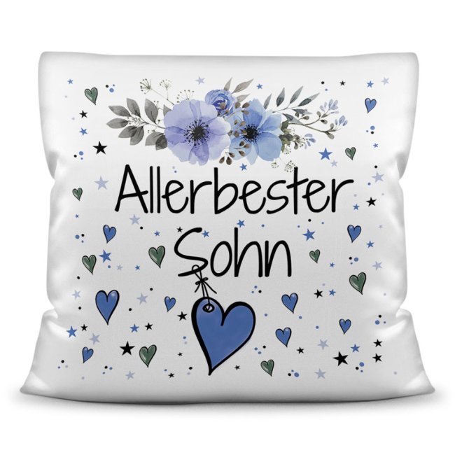 Kissen inkl. Kissenf&uuml;llung mit Spruch - Allerbester Sohn - Kissen Polyester - Wei&szlig;