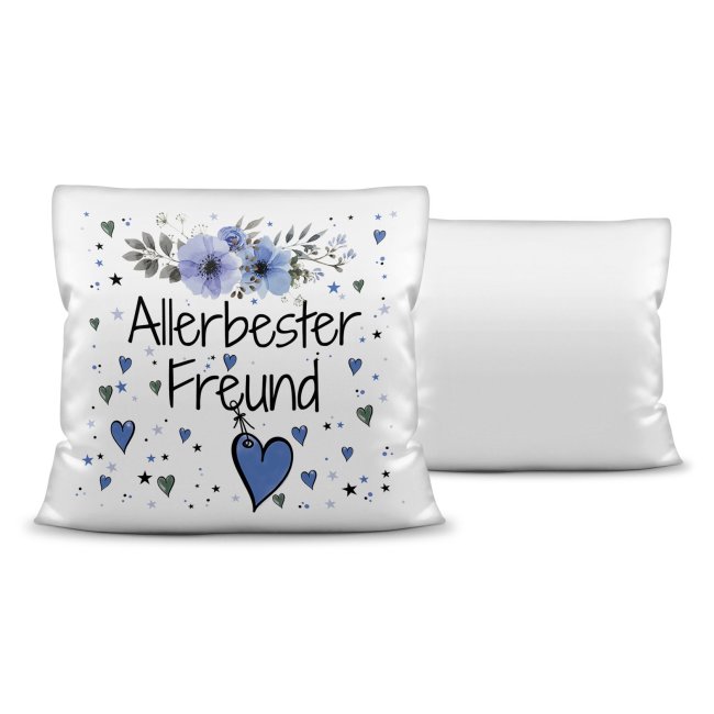 Kissen inkl. Kissenf&uuml;llung mit Spruch - Allerbester Freund - Kissen Polyester - Wei&szlig;