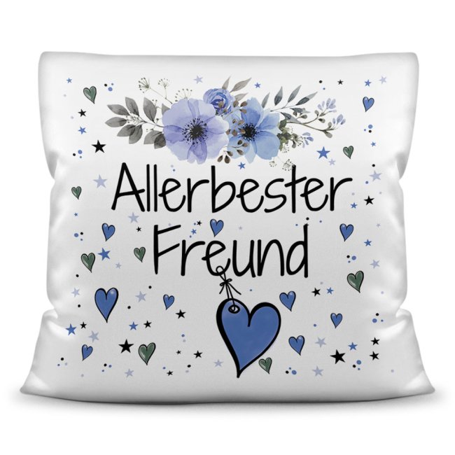 Kissen inkl. Kissenf&uuml;llung mit Spruch - Allerbester Freund - Kissen Polyester - Wei&szlig;