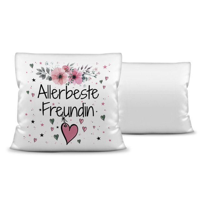 Kissen inkl. Kissenf&uuml;llung mit Spruch - Allerbeste Freundin - Kissen Polyester - Wei&szlig;