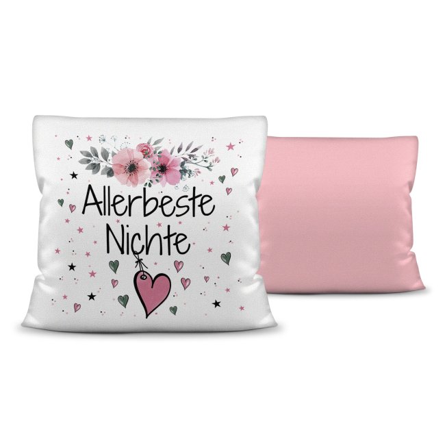 Kissen inkl. Kissenf&uuml;llung mit Spruch - Allerbeste Nichte - Farbkissen R&uuml;ckseite Rosa