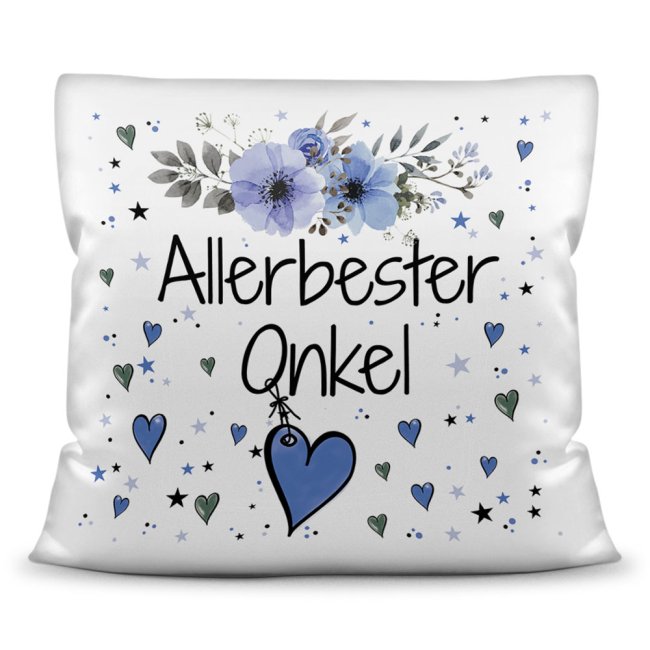 Kissen inkl. Kissenf&uuml;llung mit Spruch - Allerbester Onkel - Kissen Polyester - Wei&szlig;