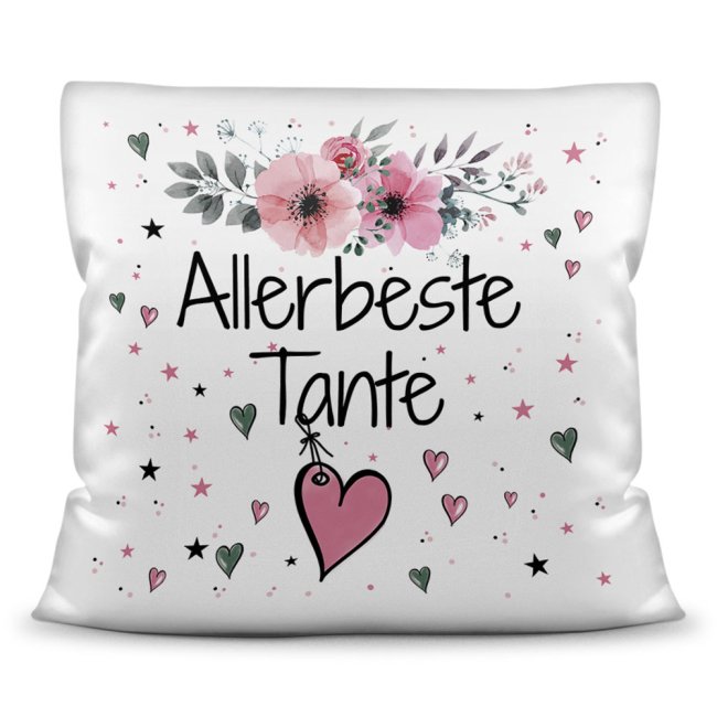 Kissen inkl. Kissenf&uuml;llung mit Spruch - Allerbeste Tante - Kissen Polyester - Wei&szlig;