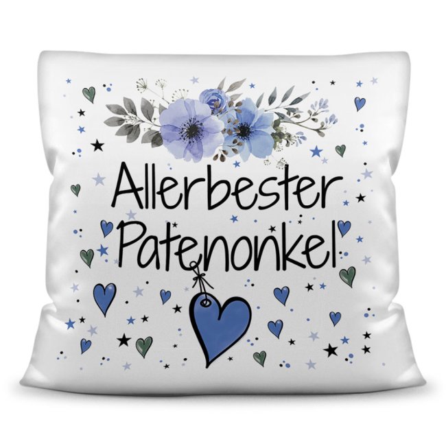 Kissen inkl. Kissenf&uuml;llung mit Spruch - Allerbester Patenonkel - Kissen Polyester - Wei&szlig;