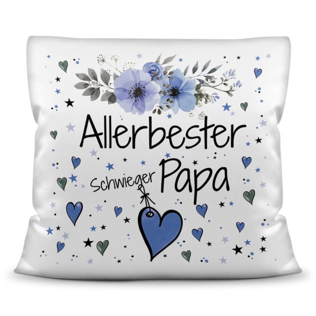 Kissen inkl. Kissenf&uuml;llung mit Spruch - Allerbester Schwiegerpapa - Kissen Polyester - Wei&szlig;