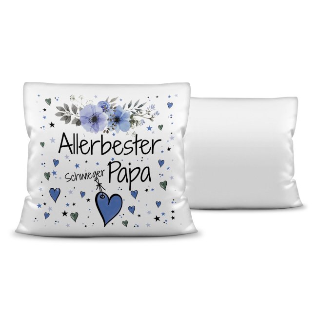 Kissen inkl. Kissenf&uuml;llung mit Spruch - Allerbester Schwiegerpapa - Kissen Polyester - Wei&szlig;