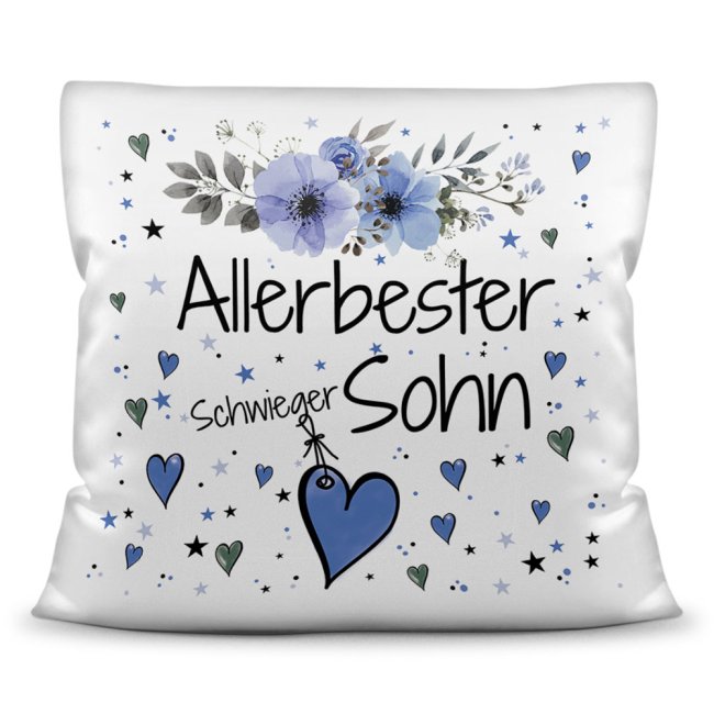 Kissen inkl. Kissenf&uuml;llung mit Spruch - Allerbester Schwiegersohn - Kissen Polyester - Wei&szlig;