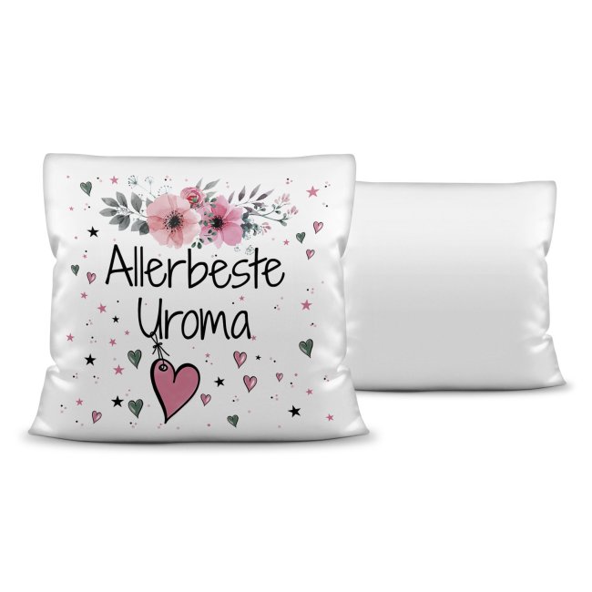 Kissen inkl. Kissenf&uuml;llung mit Spruch - Allerbeste Uroma - Kissen Polyester - Wei&szlig;