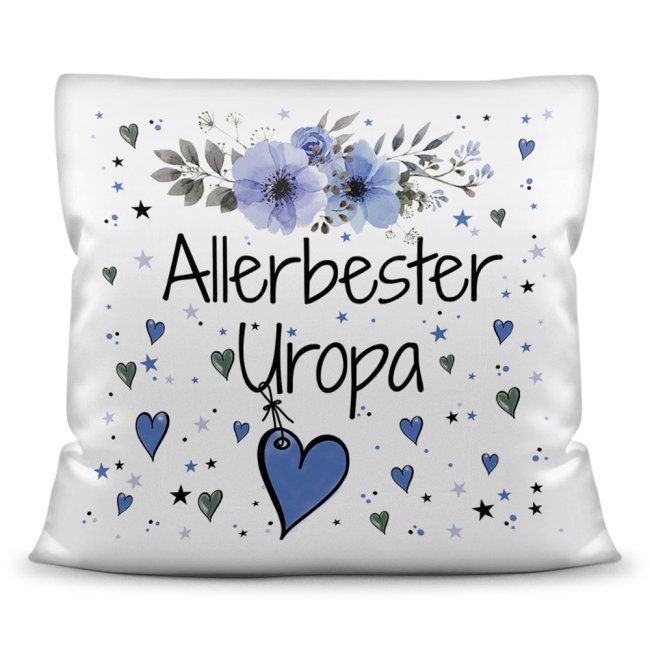 Kissen inkl. Kissenf&uuml;llung mit Spruch - Allerbester Uropa - Kissen Polyester - Wei&szlig;