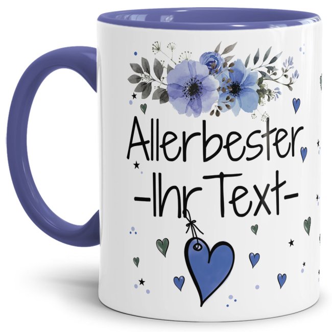 Namenstasse mit WUNSCHNAME m&auml;nnlich - Allerbester -NAME- Innen &amp; Henkel Cambridge Blau