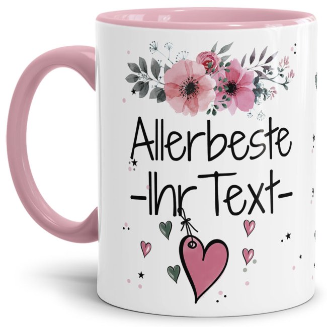 Namenstasse mit WUNSCHNAME weiblich - Allerbeste -NAME- Innen &amp; Henkel Rosa