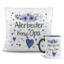 Geschenk-Set aus Tasse und Kissen mit Blumenmotiv -...