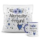 Geschenk-Set aus Tasse und Kissen mit Blumenmotiv -...