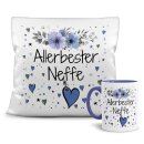 Geschenk-Set aus Tasse und Kissen mit Blumenmotiv -...