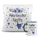 Geschenk-Set aus Tasse und Kissen mit Blumenmotiv -...